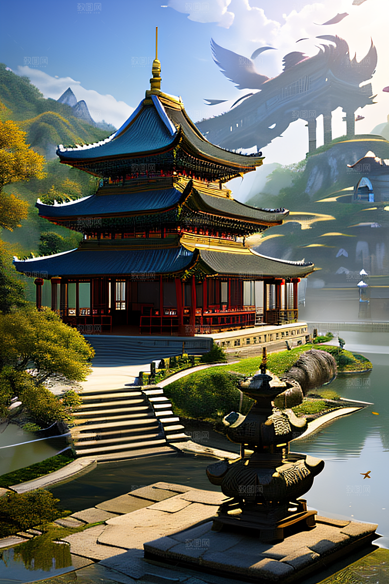 古色古香的中国宫殿建筑