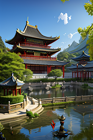 古色古香的中国宫殿建筑