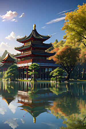 古色古香的中国宫殿建筑