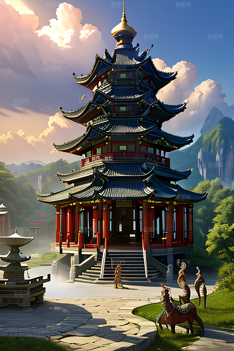 古色古香的中国宫殿建筑