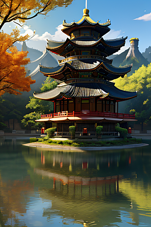 古色古香的中国宫殿建筑