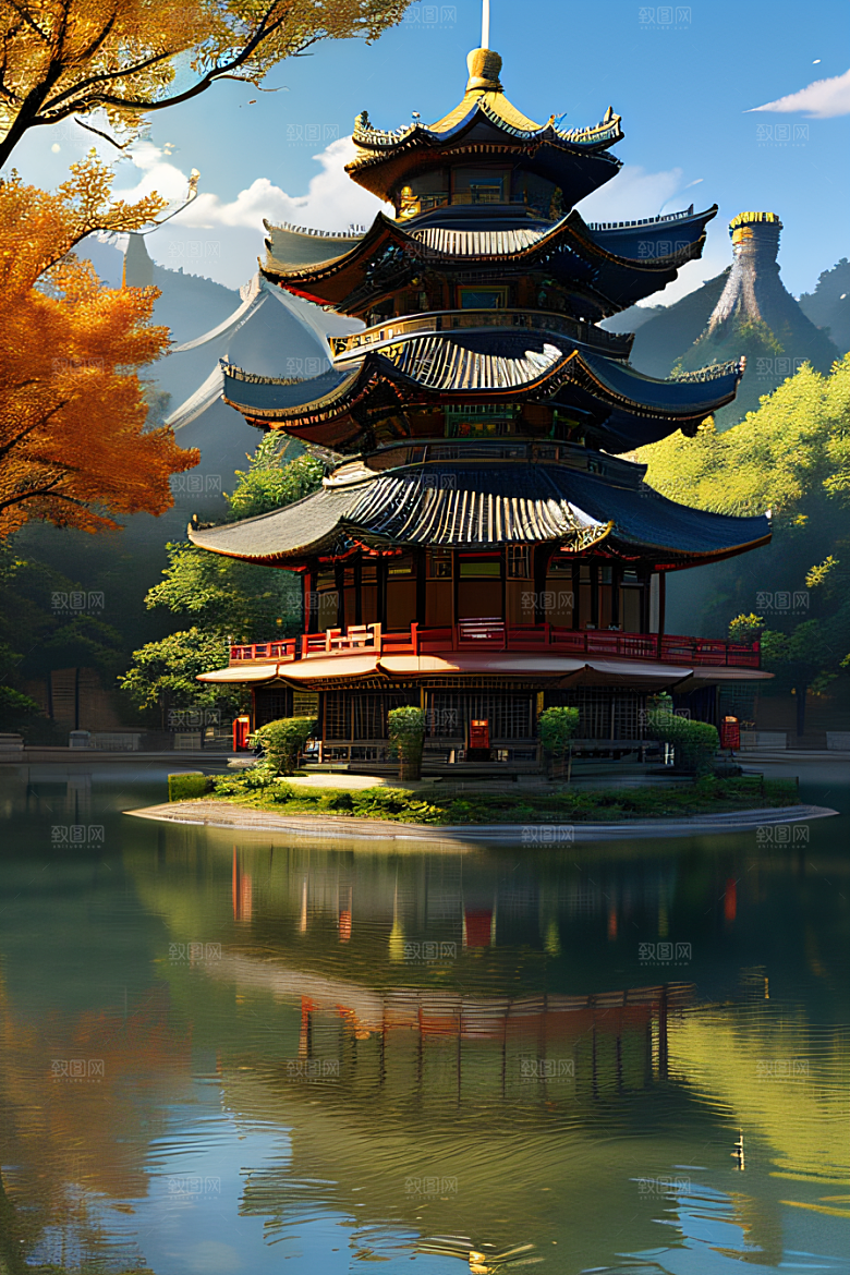 古色古香的中国宫殿建筑