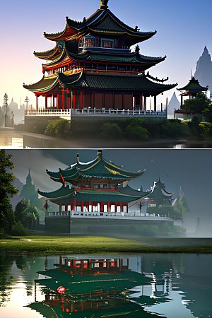 古色古香的中国宫殿建筑