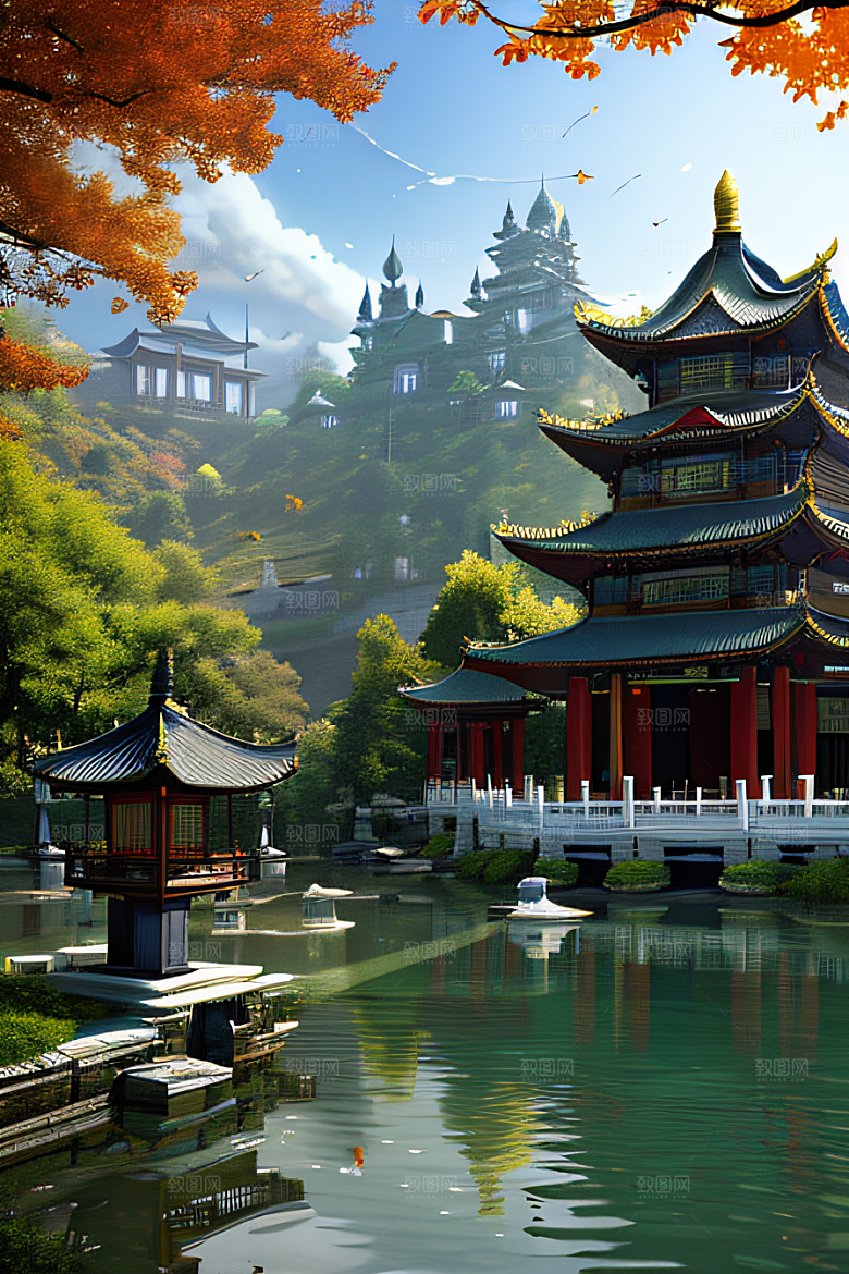 古色古香的中国宫殿建筑