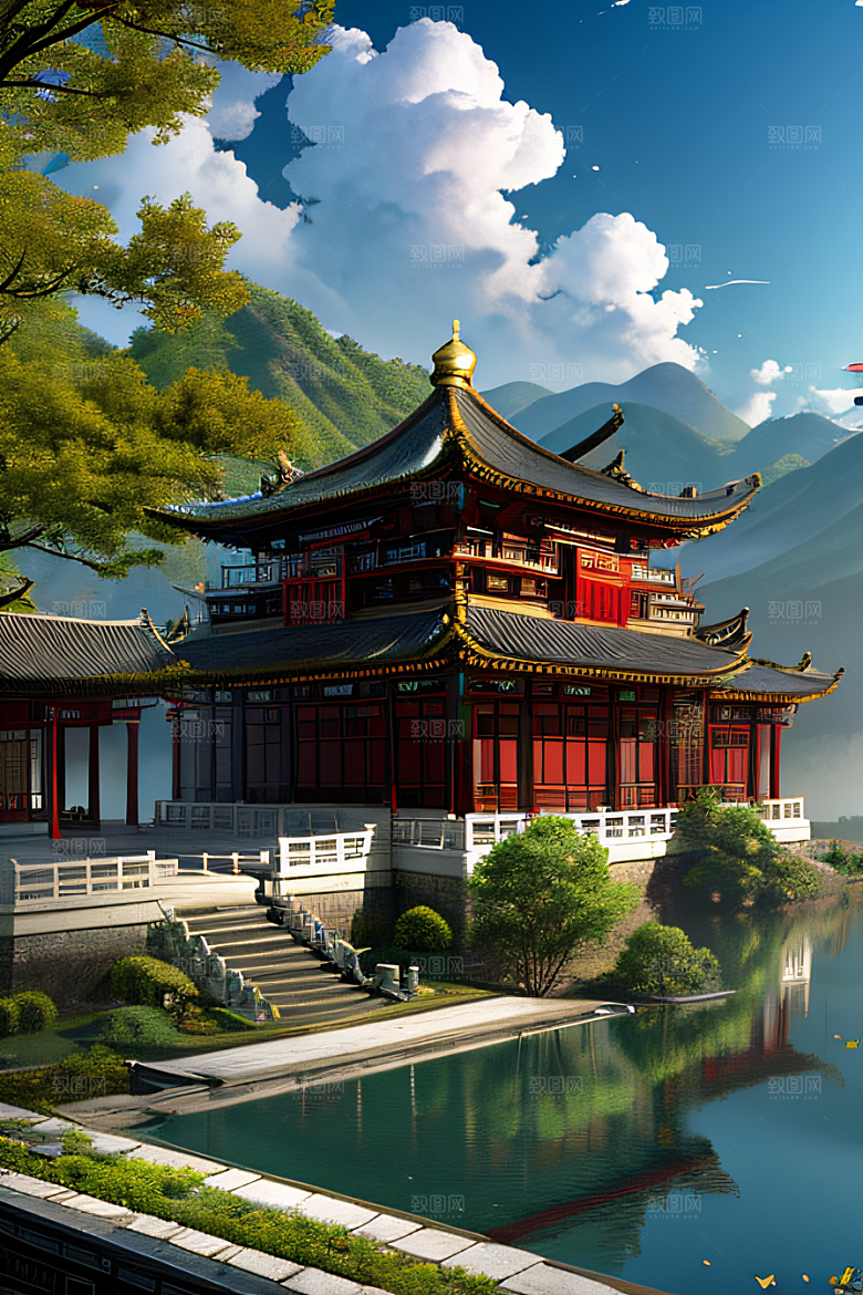 古色古香的中国宫殿建筑