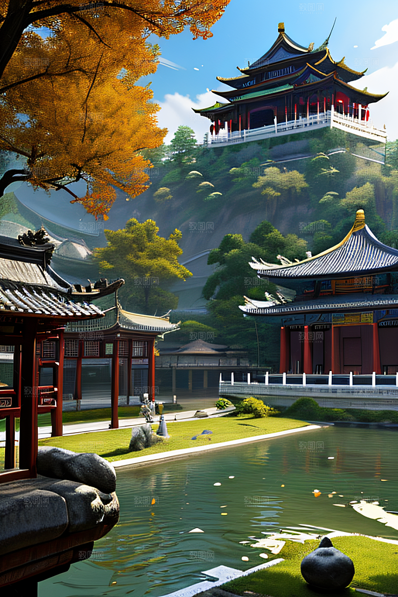 古色古香的中国宫殿建筑