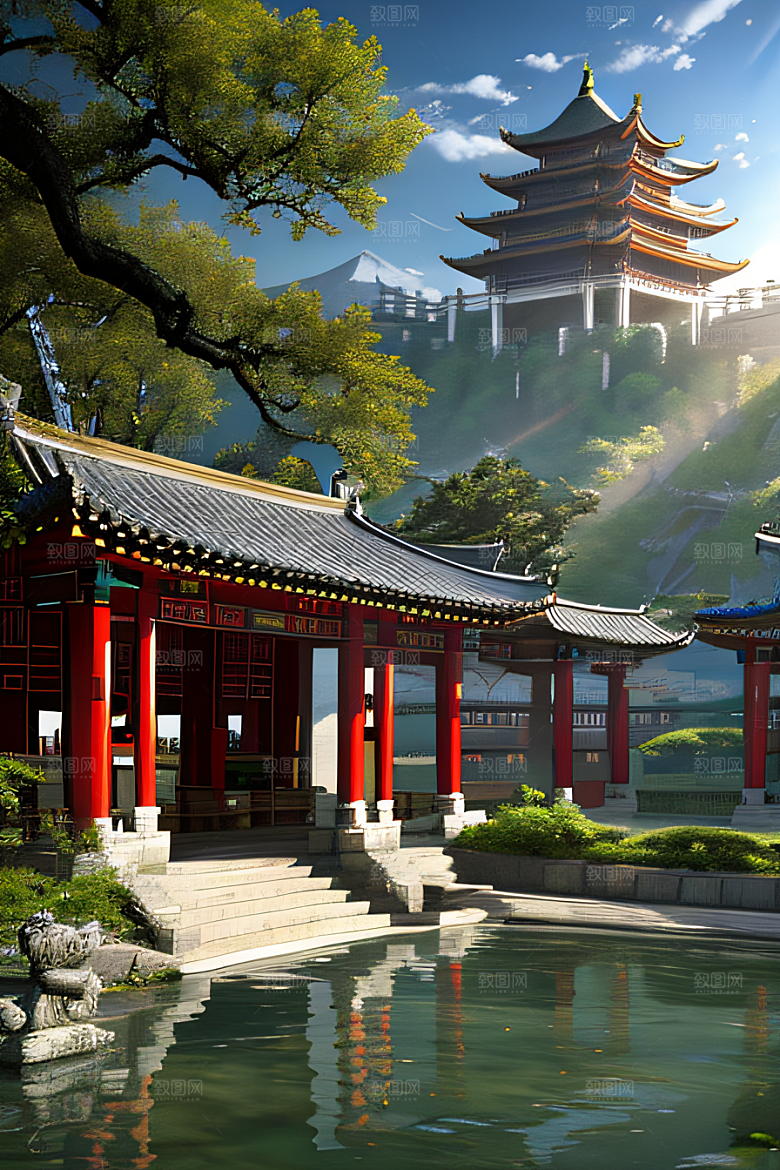 古色古香的中国宫殿建筑