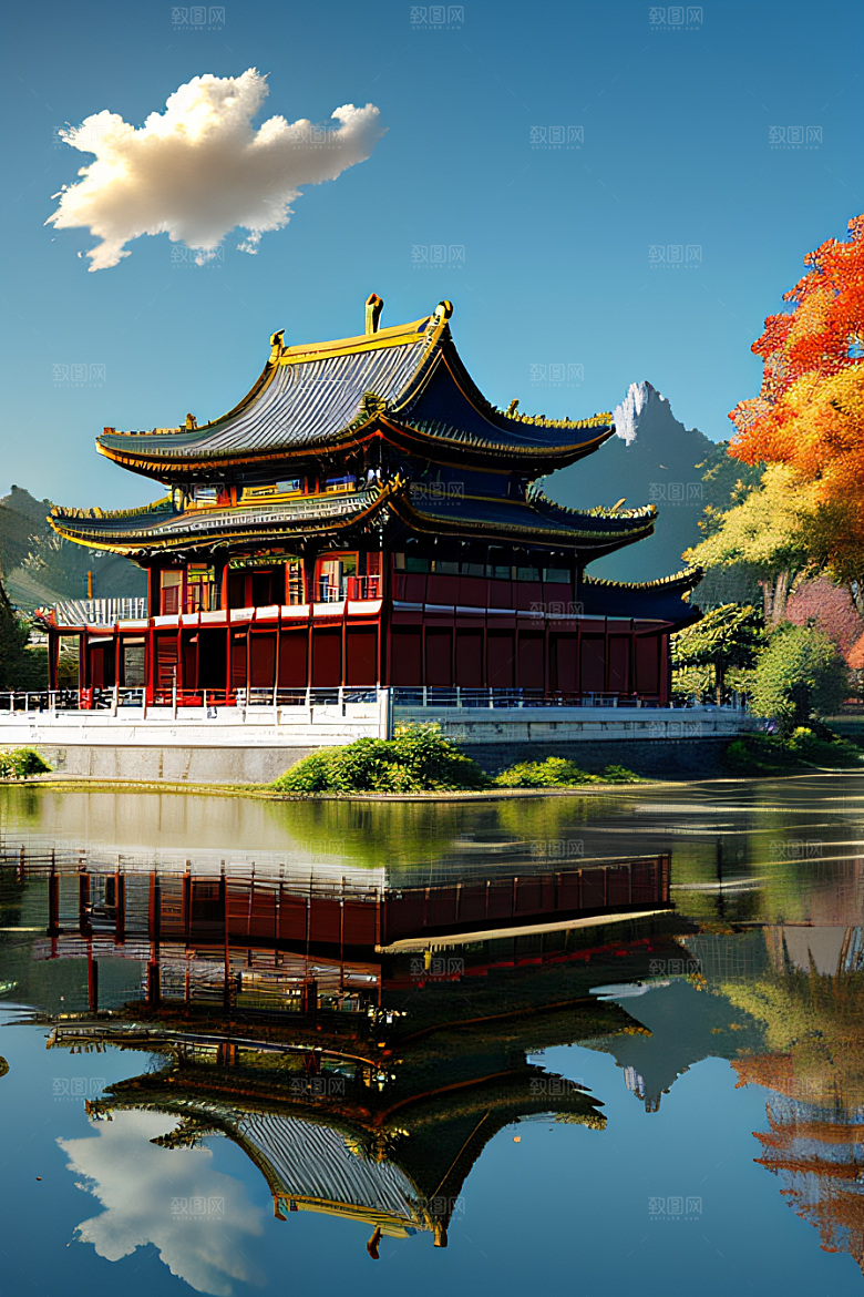 古色古香的中国宫殿建筑