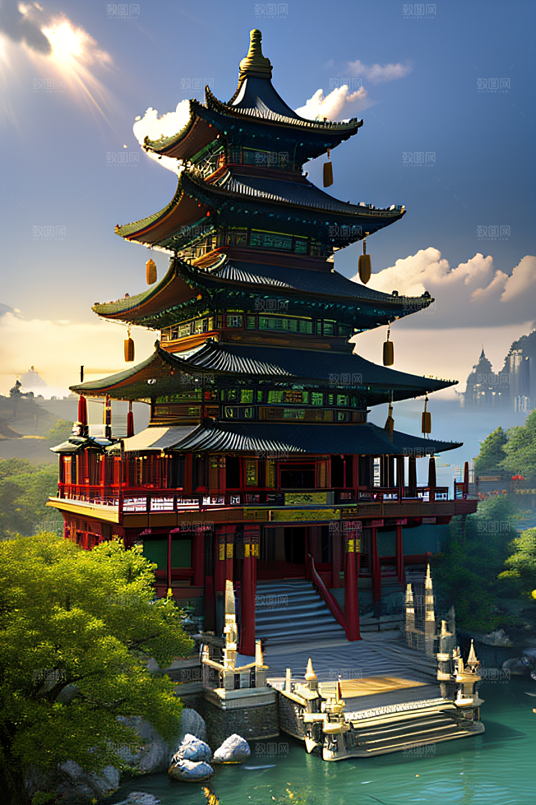中国古村落中的秋日景观