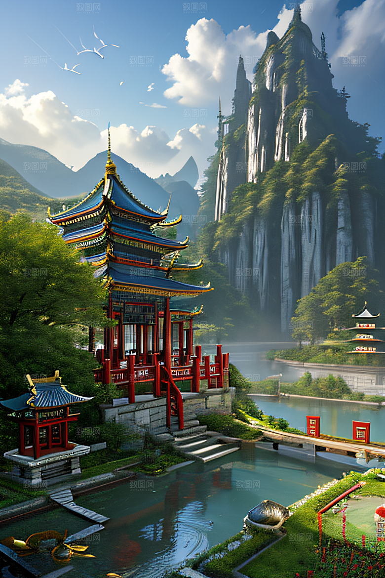 中国古村落中的秋日景观