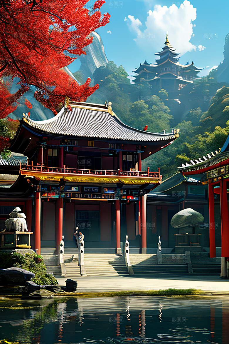 中国古村落中的秋日景观