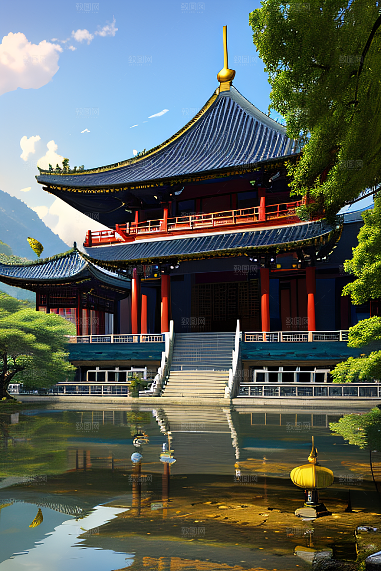 中国古村落中的秋日景观