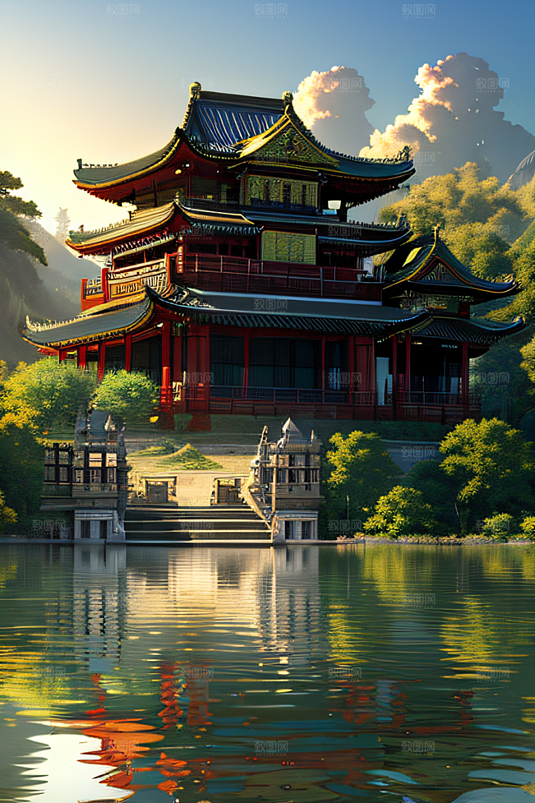 中国古村落中的秋日景观