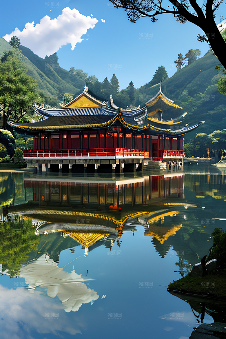 中国古村落中的秋日景观