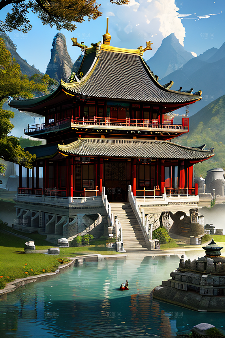 中国古村落中的秋日景观