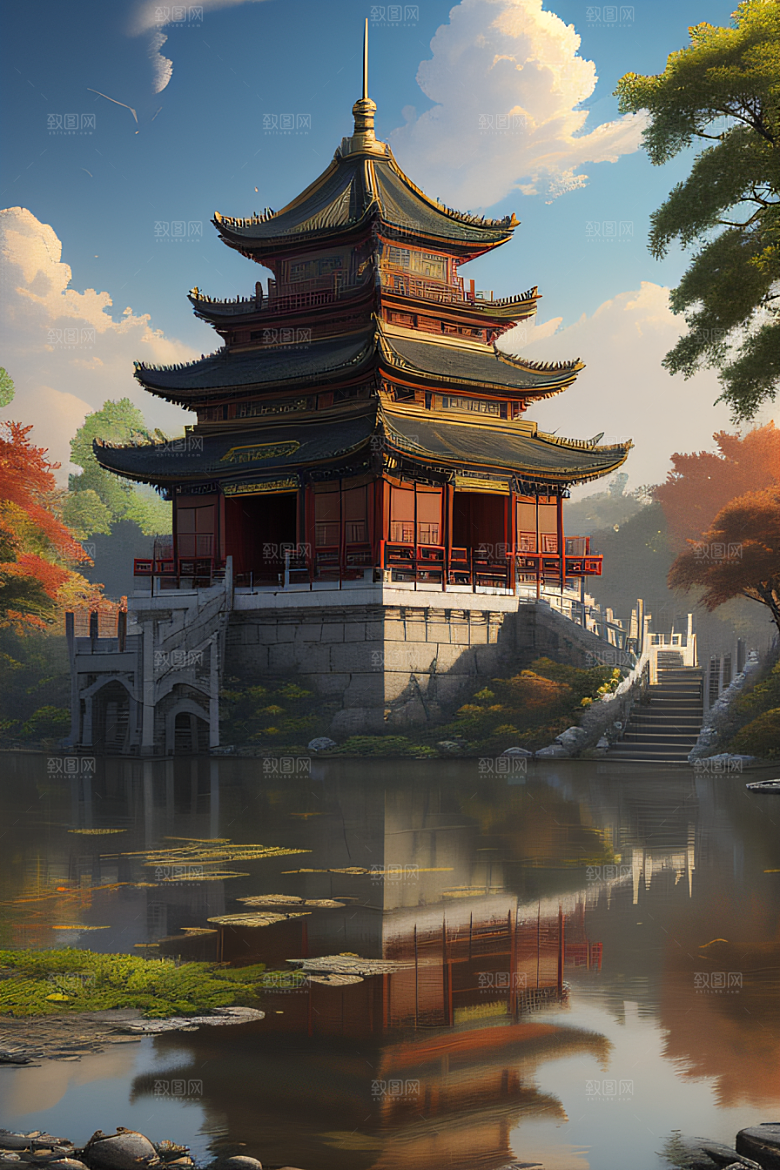 古色古香的中国宫殿建筑