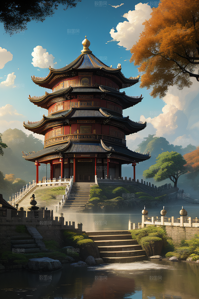 古色古香的中国宫殿建筑