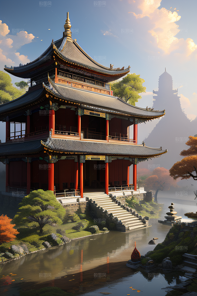 古色古香的中国宫殿建筑