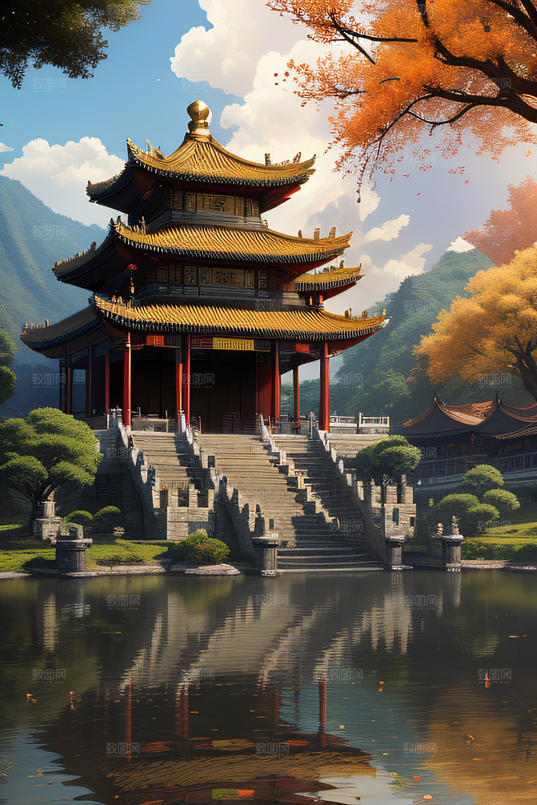 古色古香的中国宫殿建筑
