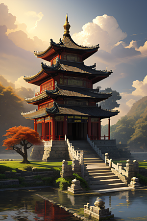 古色古香的中国宫殿建筑