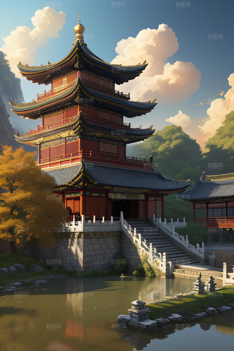古色古香的中国宫殿建筑