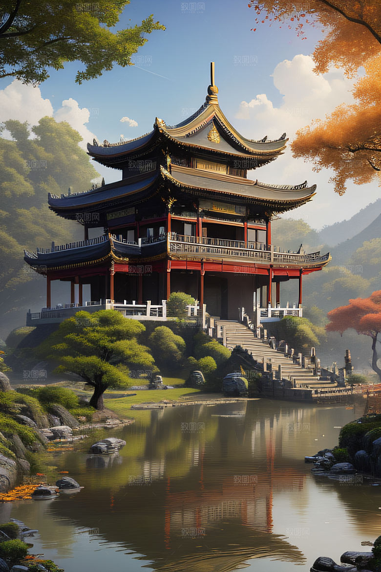 古色古香的中国宫殿建筑