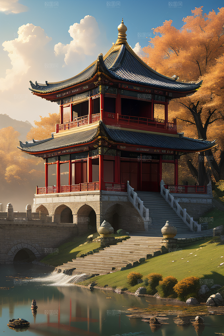 古色古香的中国宫殿建筑