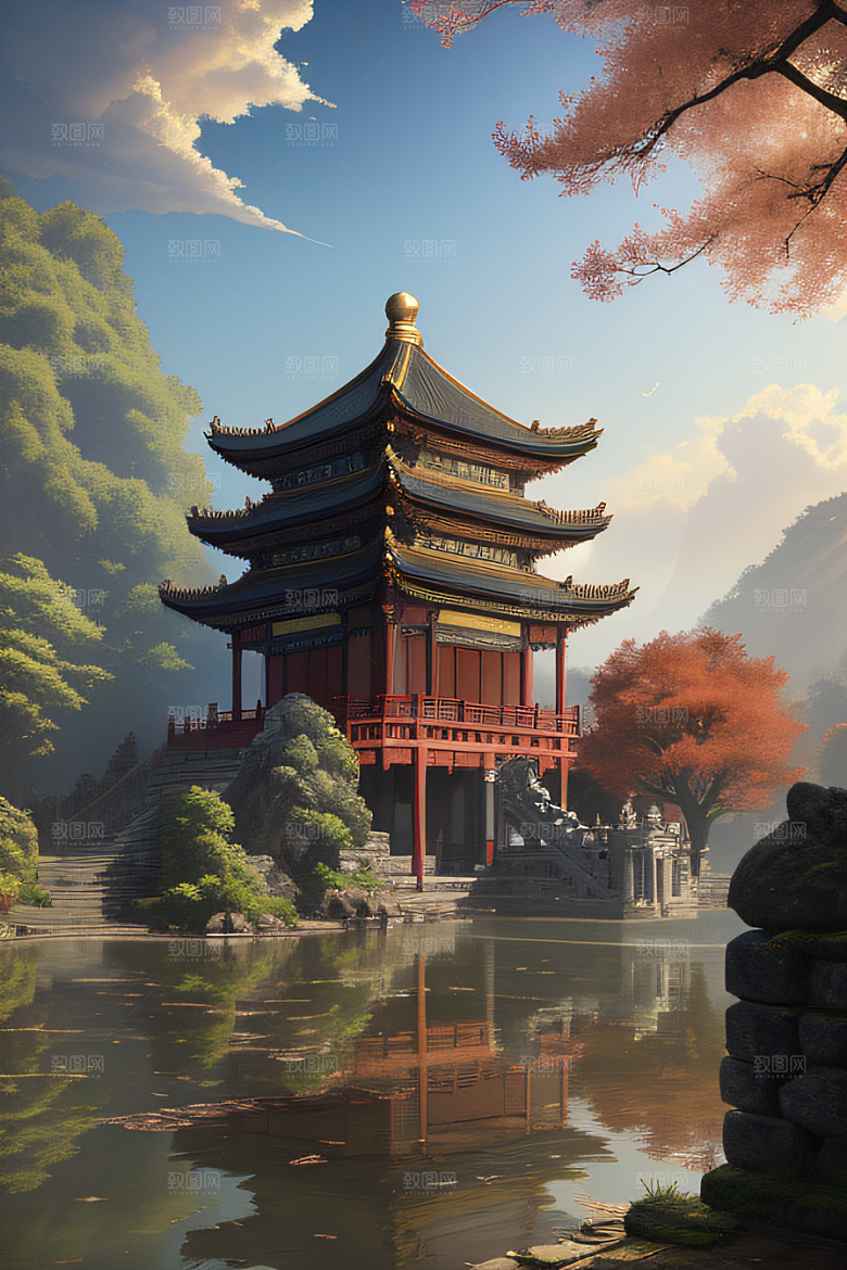古色古香的中国宫殿建筑
