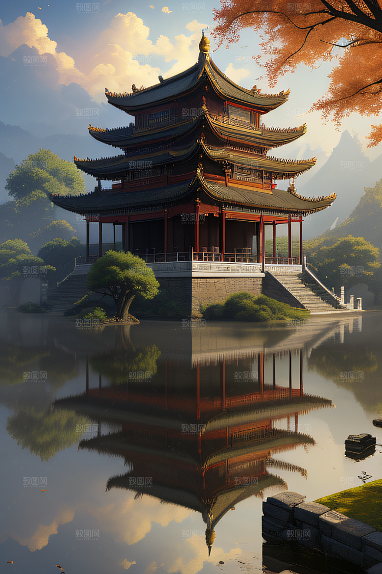古色古香的中国宫殿建筑