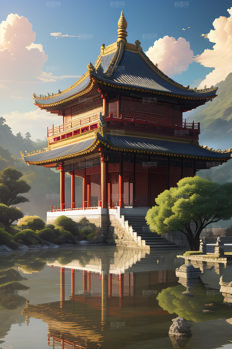 古色古香的中国宫殿建筑