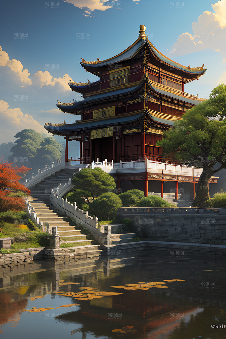 古色古香的中国宫殿建筑