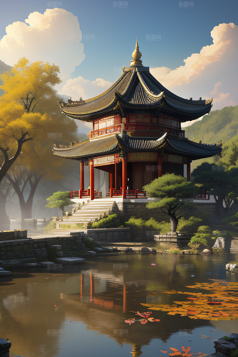 古色古香的中国宫殿建筑