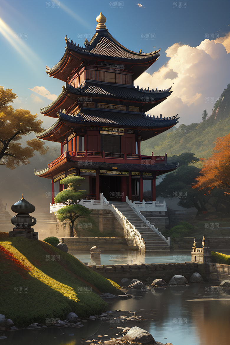 古色古香的中国宫殿建筑