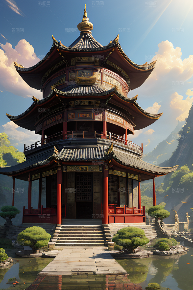 古色古香的中国宫殿建筑