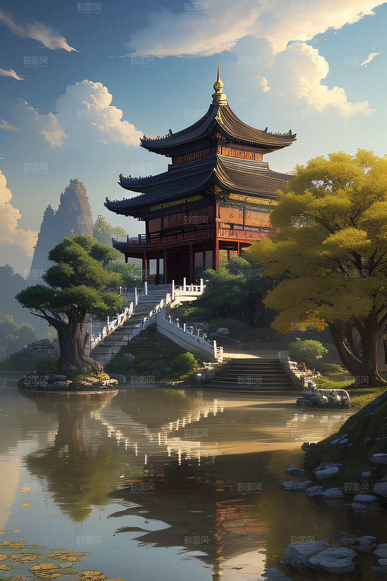 古色古香的中国宫殿建筑