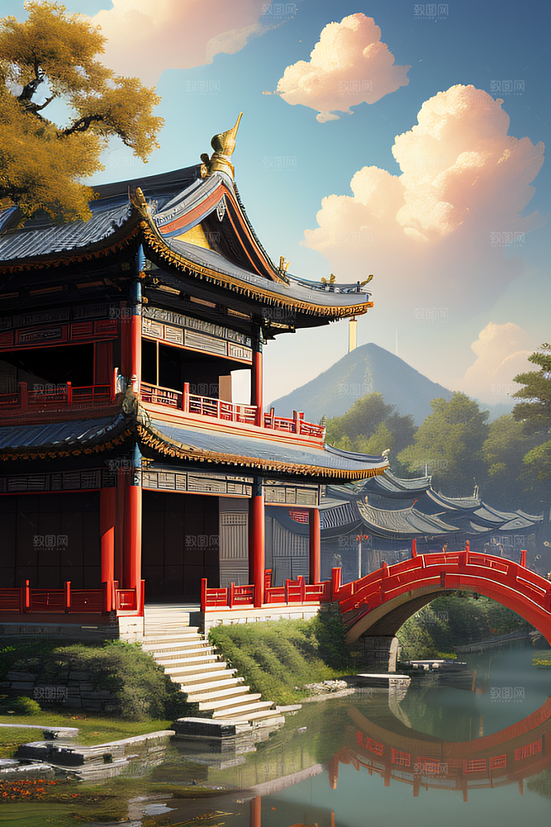 古色古香的中国宫殿建筑