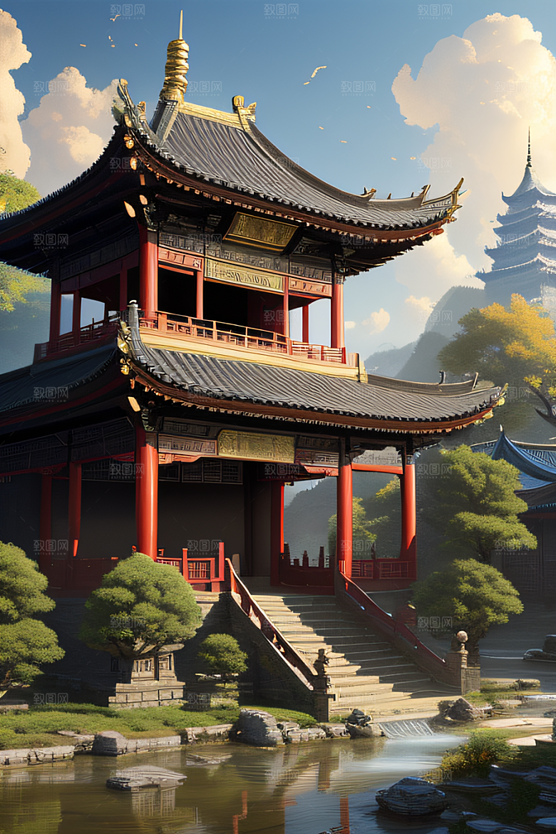 古色古香的中国宫殿建筑