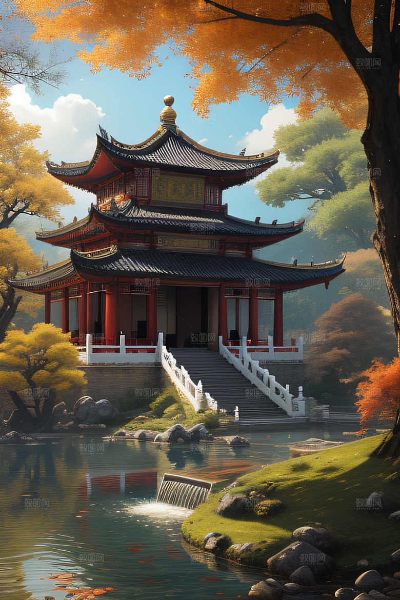 古色古香的中国宫殿建筑