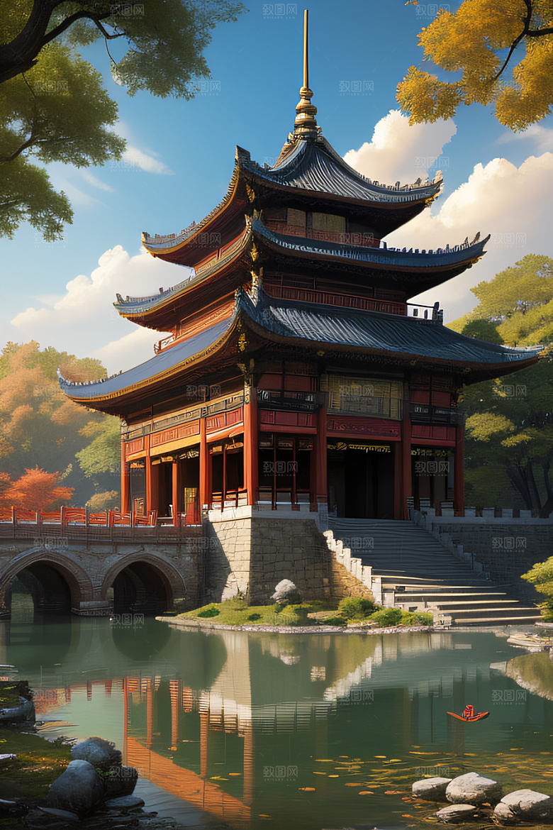 古色古香的中国宫殿建筑