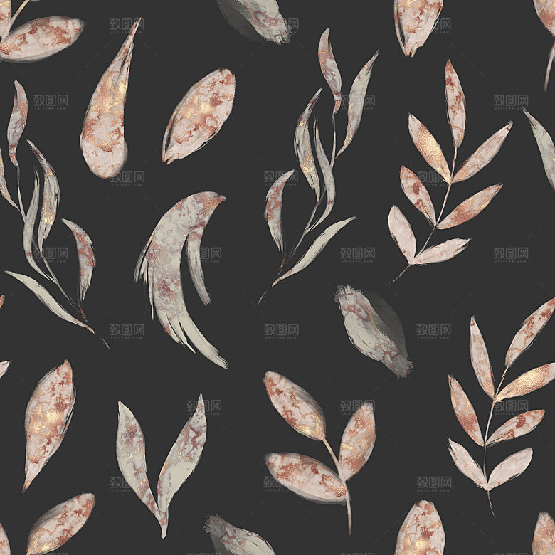 中式传统花卉花草贴图插画