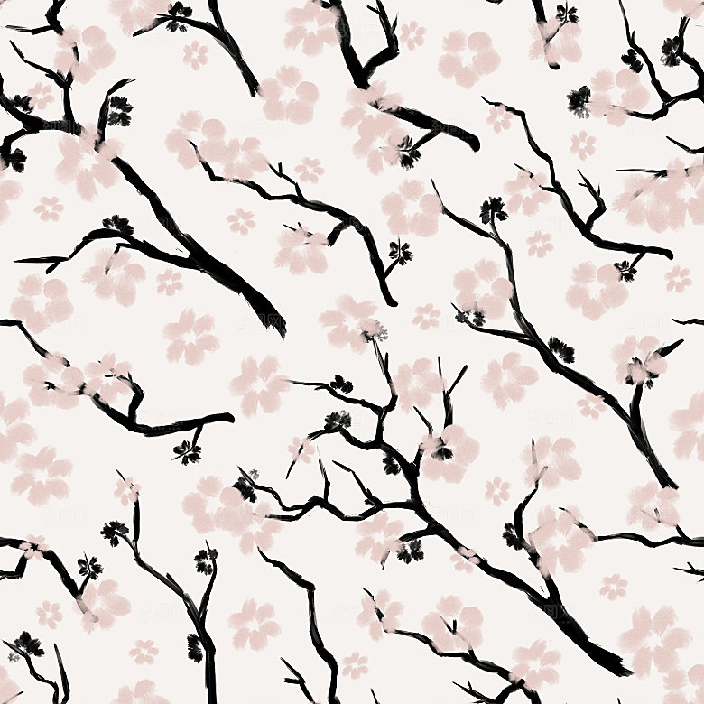 中式传统花卉花草贴图插画