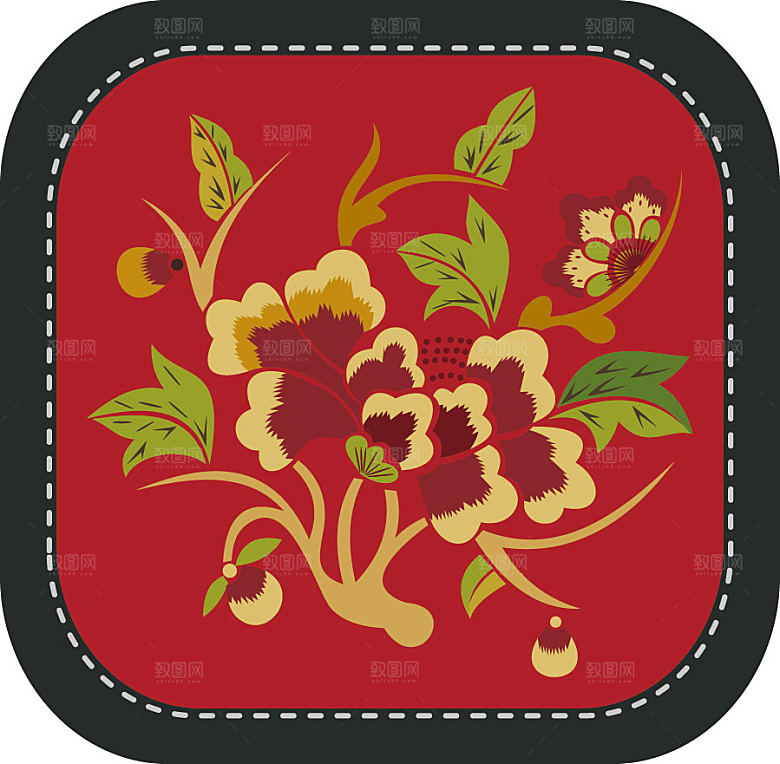 中式传统古典刺绣图案素材