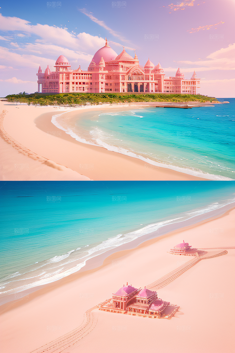蓝色大海停泊帆船