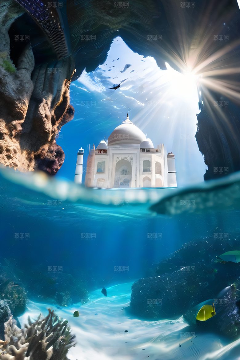 奇幻海底之旅超逼真渲染下的泰姬陵
