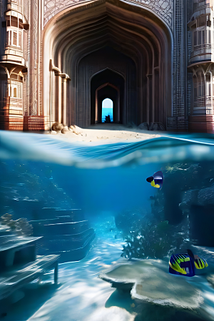 奇幻海底之旅超逼真渲染下的泰姬陵