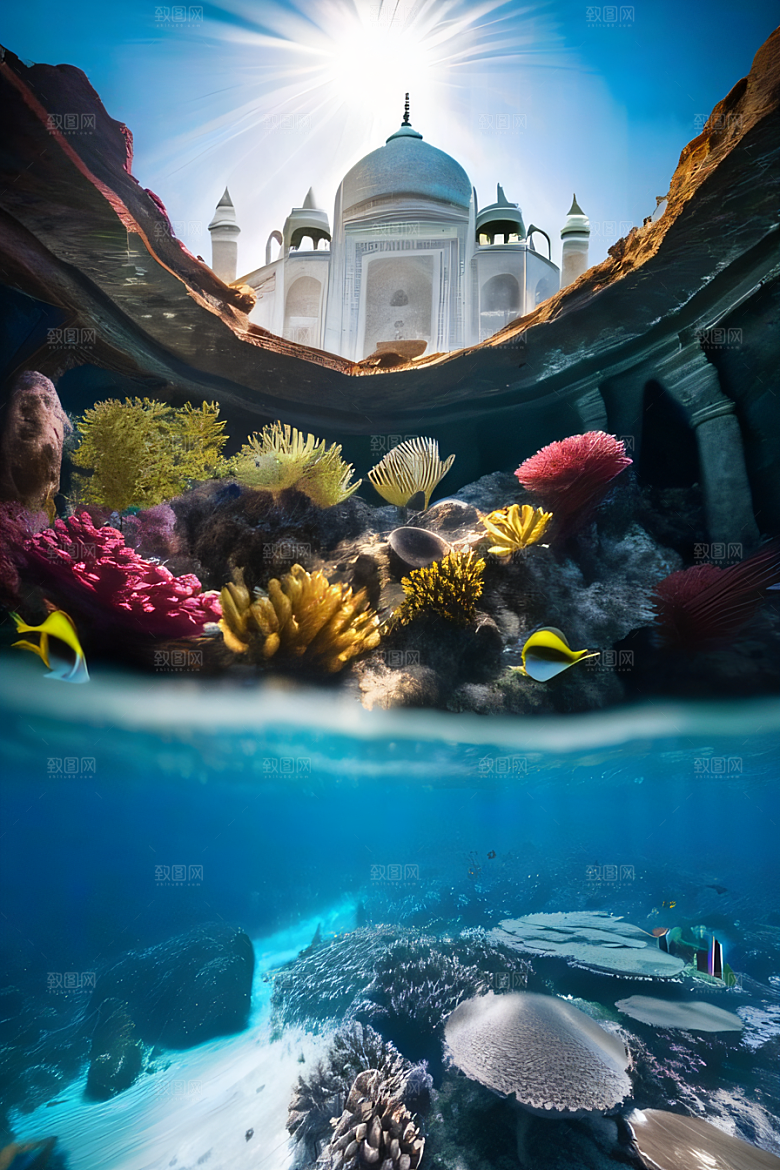 奇幻海底之旅超逼真渲染下的泰姬陵
