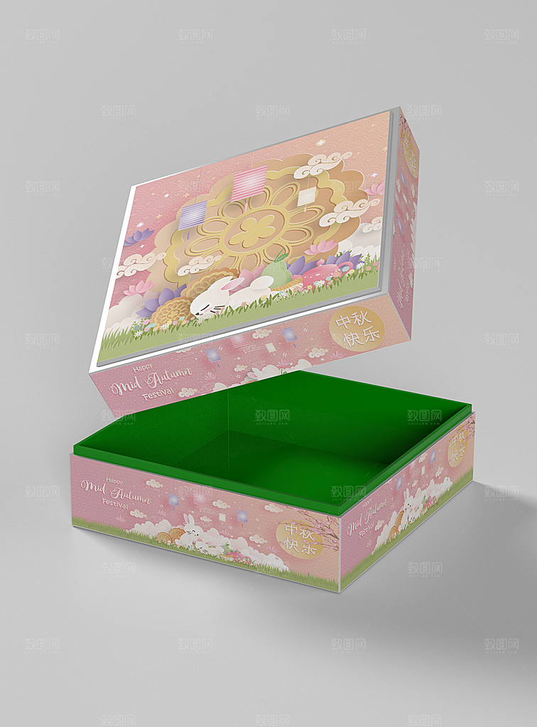 中国风中秋月饼礼盒包装样机
