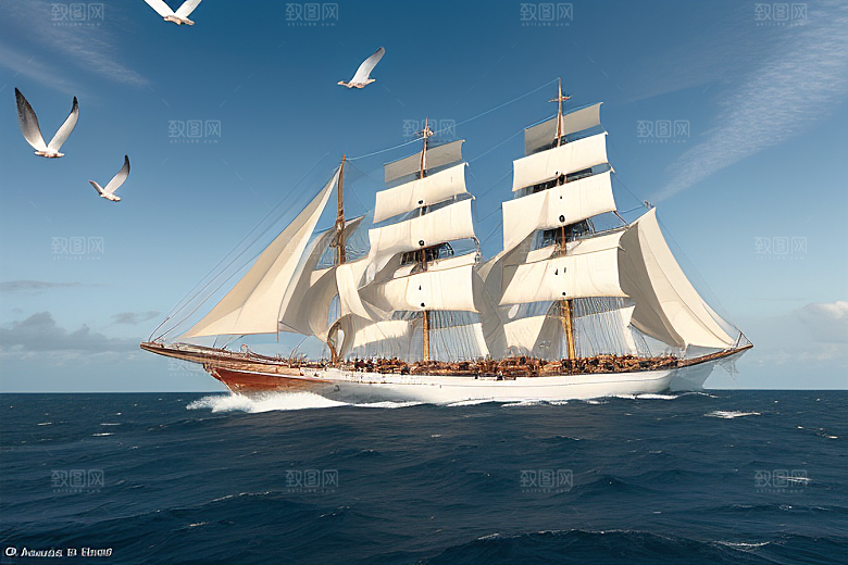 帆船穿越大海的自由之梦