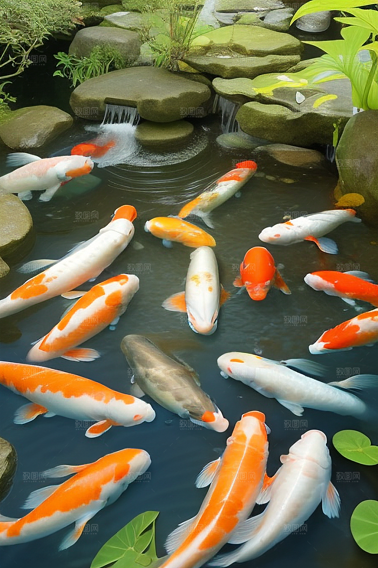 美丽的好运锦鲤迎接幸福的吉祥之兆