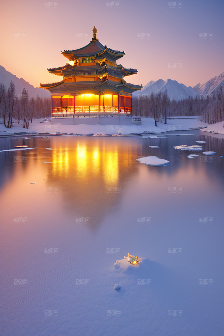 超广角全景尽览绚丽冰湖全貌